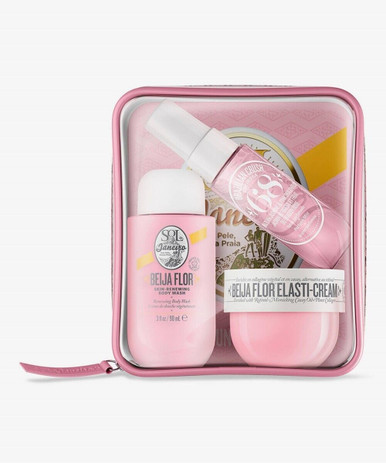 SOL DE JANEIRO BEIJA FLOR 3 PCS SET FOR WOMEN: 1.7 ELASTI CREAM +3.04 BODY WASH + CHEIROSA 68 1 OZ FRAGRANCE MIST